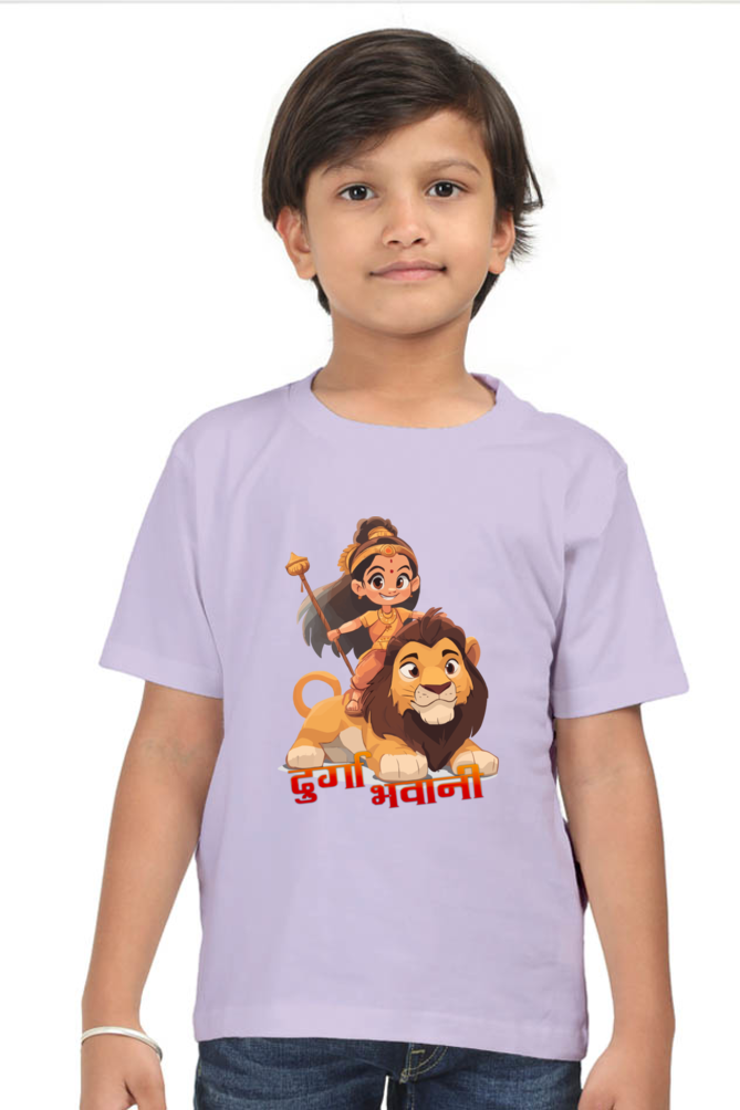 Maa Durga Warrior Round Neck Half Sleeve Classic T-Shirts for Boy Vastrdhamm