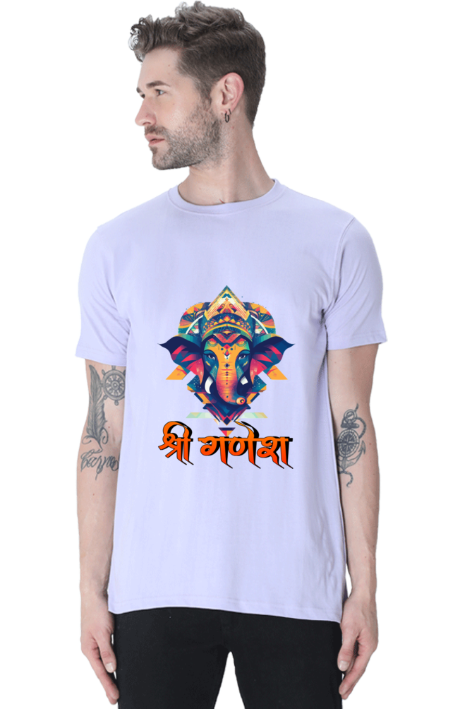 Jai Ganesha Protector Round Neck Half Sleeve Classic T-Shirts for Men Vastrdhamm