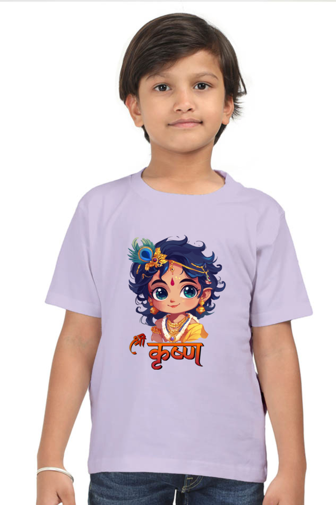 Shree Krishan Flute Melody Round Neck Half Sleeve Classic T-Shirts for Boy Vastrdhamm