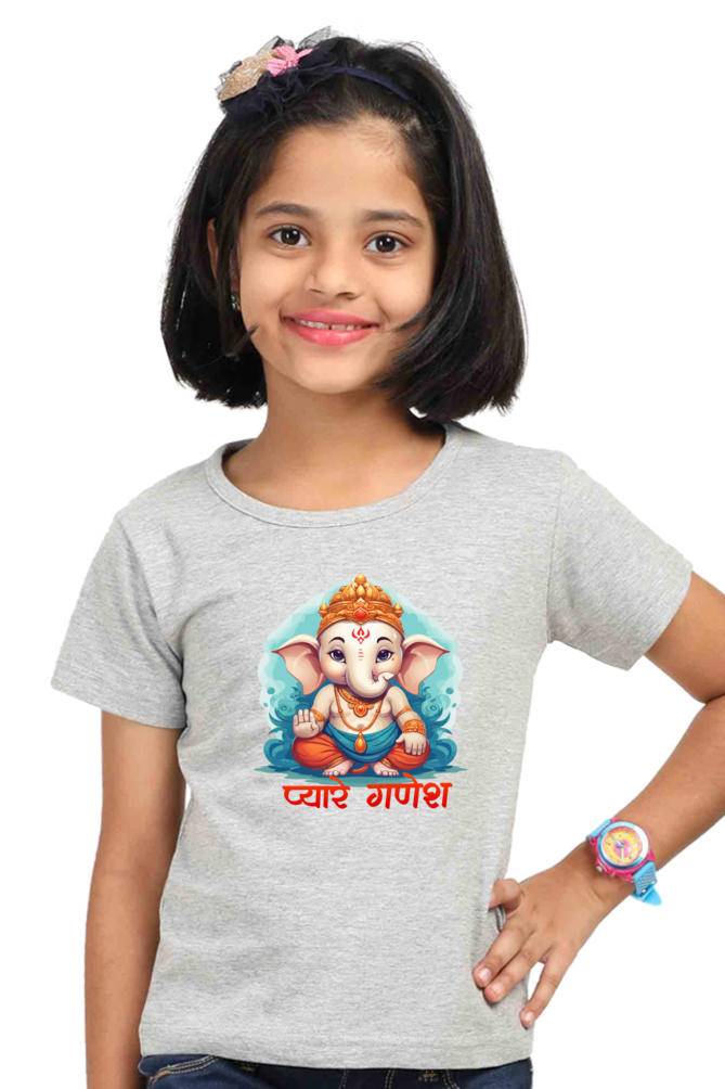 Ganesha Protector Round Neck Half Sleeve Classic T-Shirts for Girl Vastrdhamm