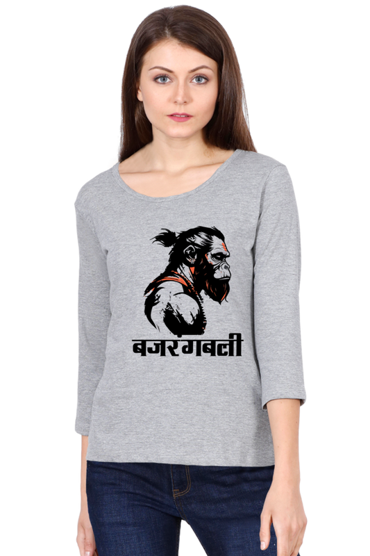 Hanuman BhaktiRound Neck Full Sleeve T-Shirts for Women Vastrdhamm