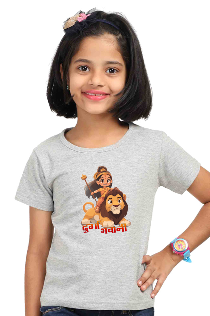 Maa Durga Warrior Round Neck Half Sleeve Classic T-Shirts for Girl Vastrdhamm