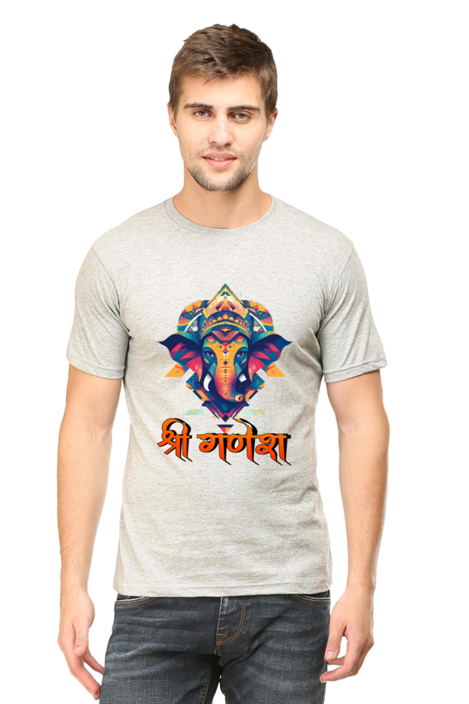 Jai Ganesha Protector Round Neck Half Sleeve Classic T-Shirts for Men Vastrdhamm