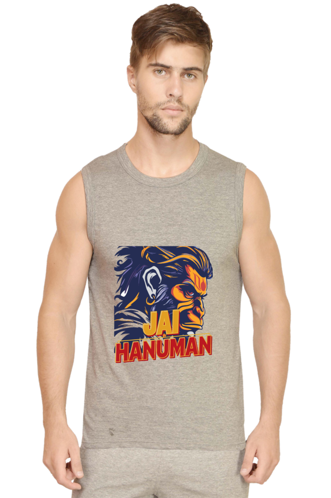 Hanuman Bhakt Round Neck Sleeveless T-Shirts for Men Vastrdhamm