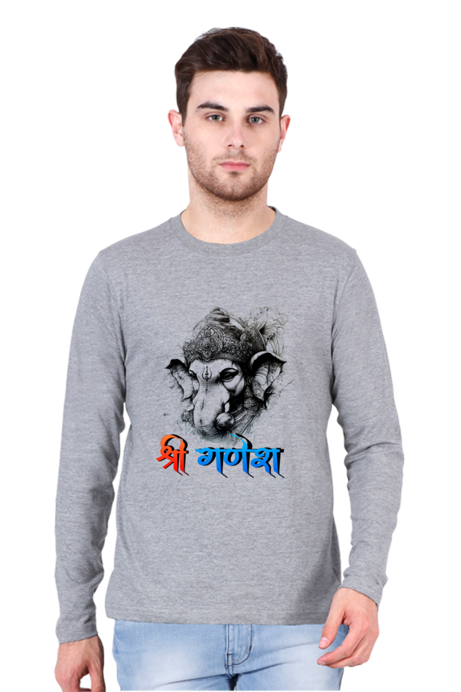 Ganesha Wisdom Round Neck Full Sleeve T-Shirts for Men Vastrdhamm