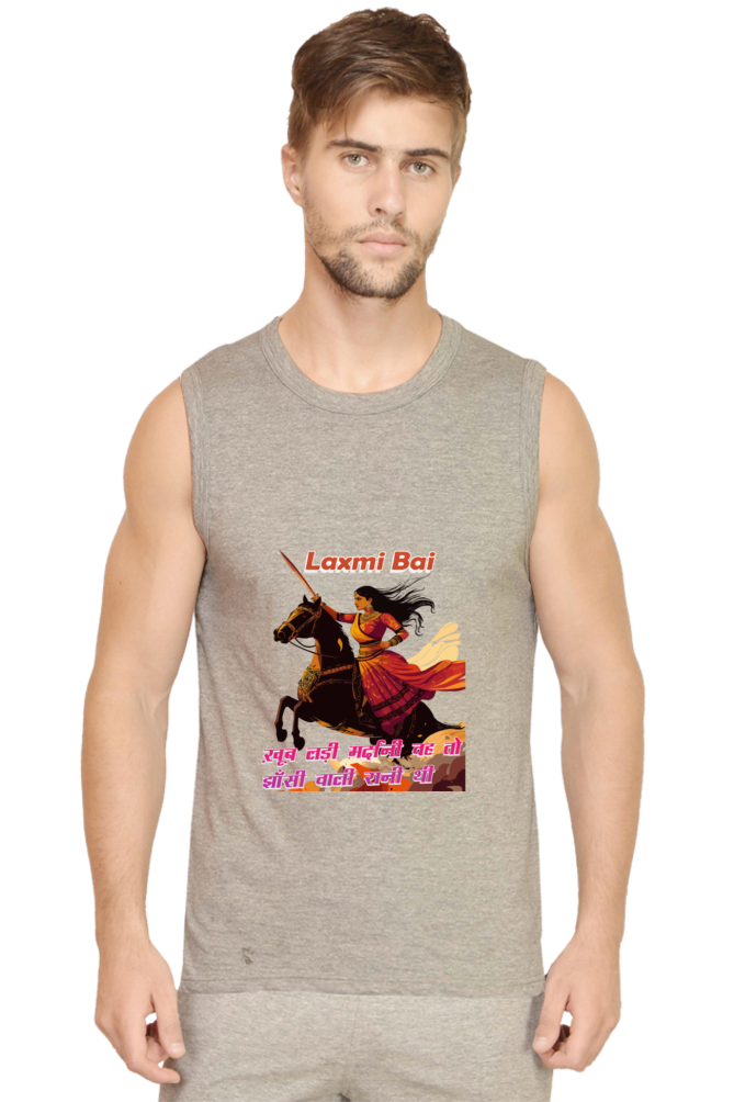 Lakshmi Bai Fierce Defender Round Neck Sleeveless T-Shirts for Men Vastrdhamm