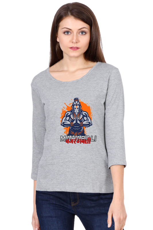 Hanuman Devotional SpiritRound Neck Full Sleeve T-Shirts for Women Vastrdhamm