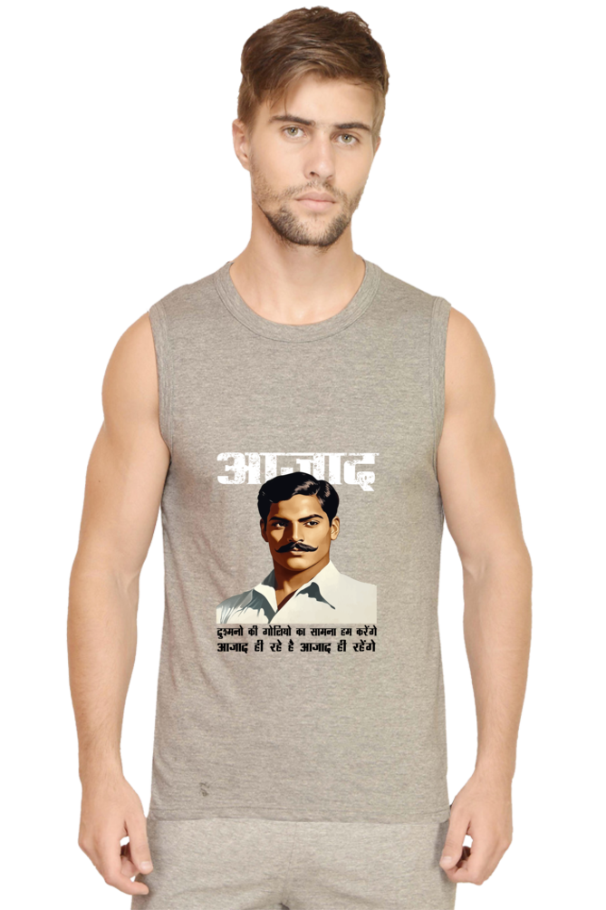 Chandra Shekhar Azad Spirit Round Neck Sleeveless T-Shirts for Men Vastrdhamm