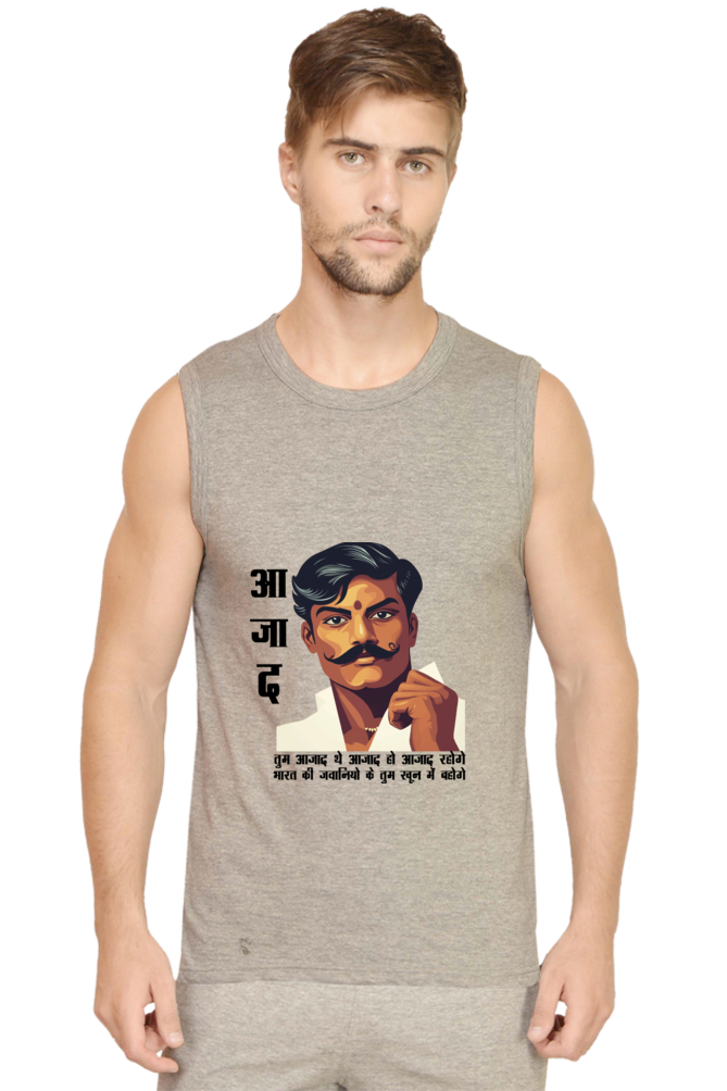 Chandra Shekhar Azad Heroism Round Neck Sleeveless T-Shirts for Men Vastrdhamm