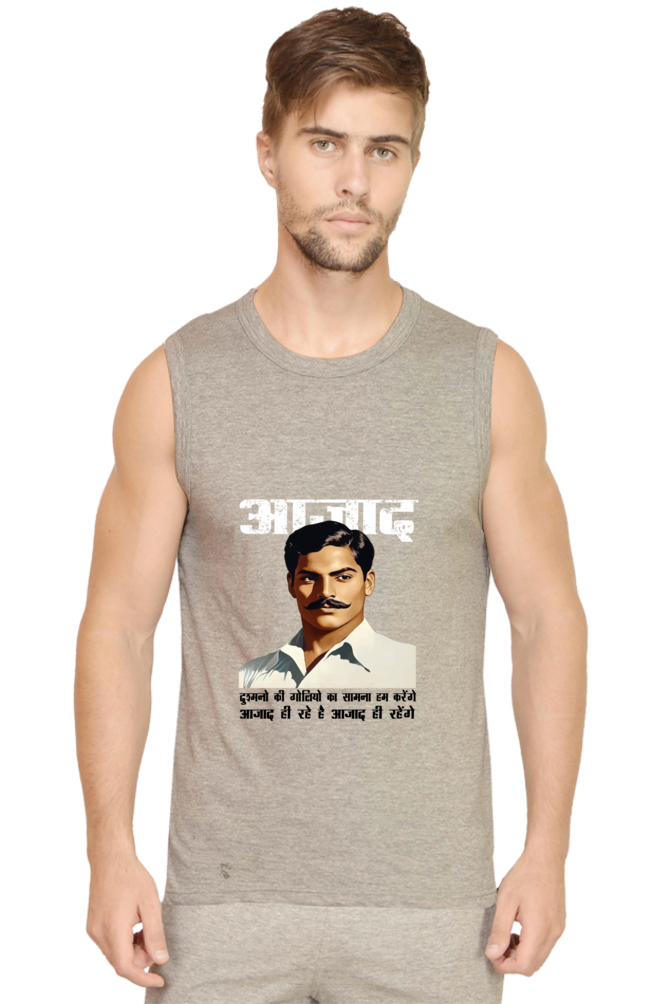 Chandra Shekhar Azad Spirit Round Neck Sleeveless T-Shirts for Men Vastrdhamm