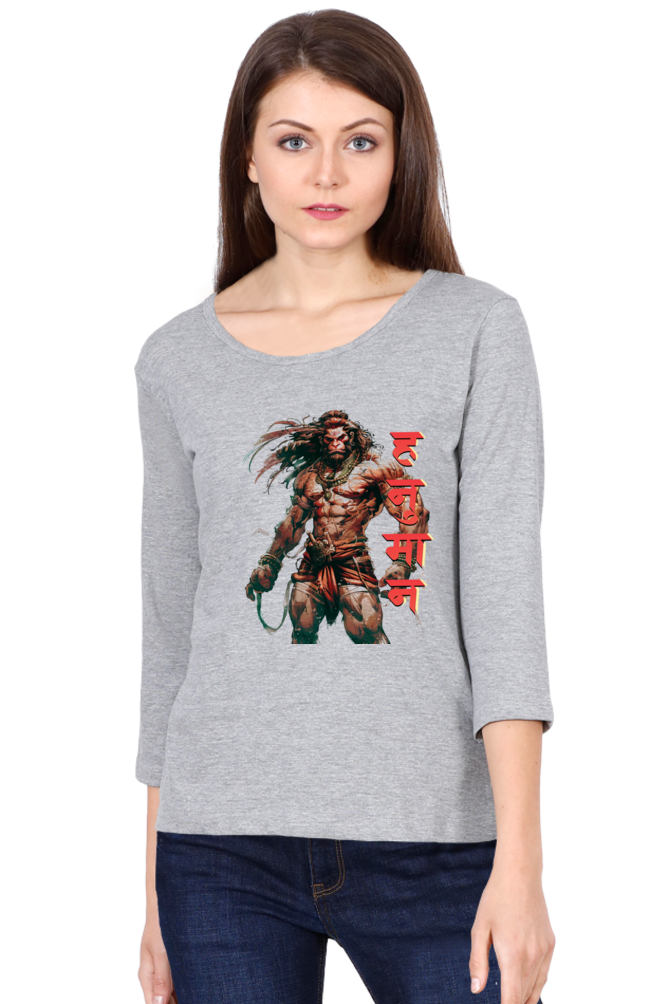 Hanuman Cosmic PowerRound Neck Full Sleeve T-Shirts for Women Vastrdhamm