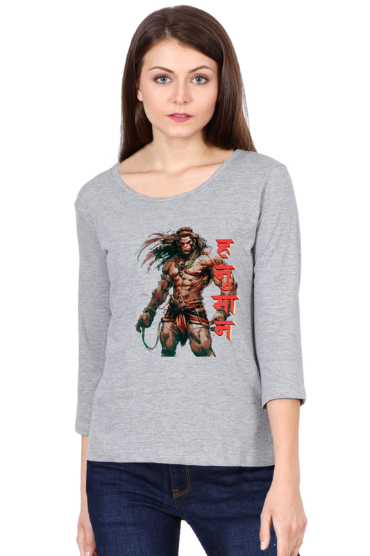 Hanuman Cosmic PowerRound Neck Full Sleeve T-Shirts for Women Vastrdhamm