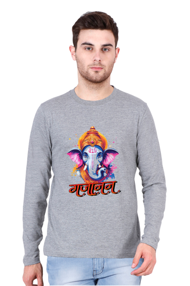 Ganesha Blessings Round Neck Full Sleeve T-Shirts for Men Vastrdhamm