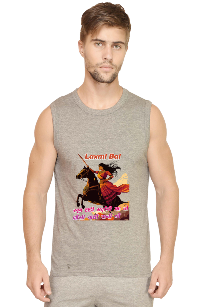 Lakshmi Bai Fierce Defender Round Neck Sleeveless T-Shirts for Men Vastrdhamm