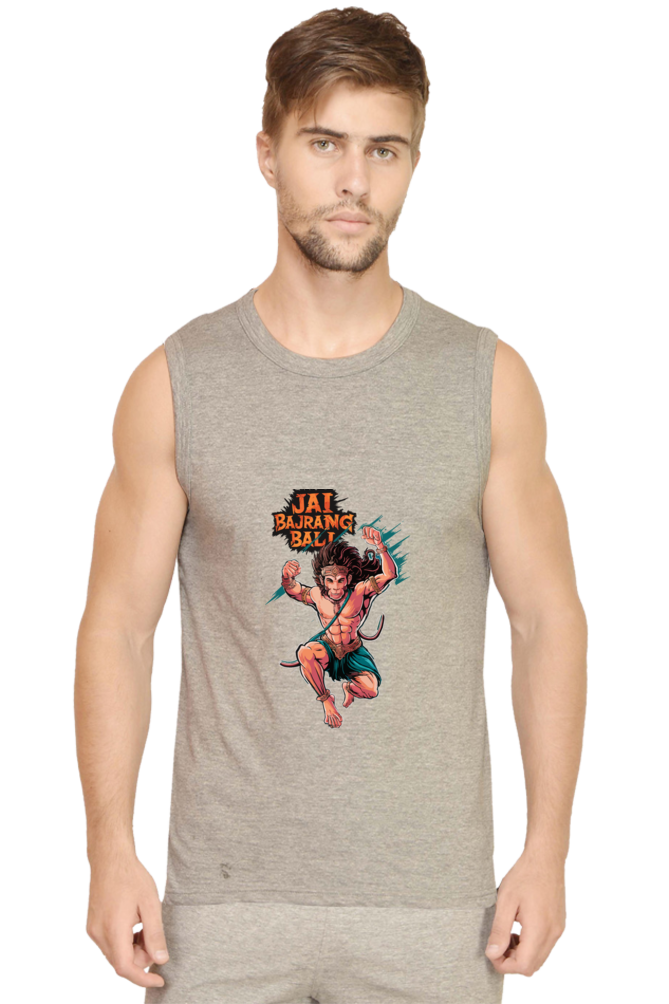 Hanuman Valor Round Neck Sleeveless T-Shirts for Men Vastrdhamm