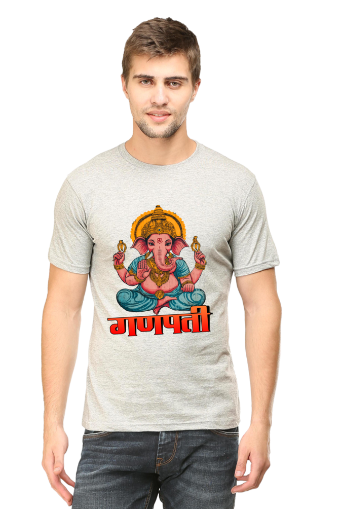 Jai Ganesha Victory Round Neck Half Sleeve Classic T-Shirts for Men Vastrdhamm