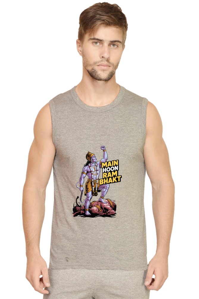 Hanuman Mighty Devotee Round Neck Sleeveless T-Shirts for Men Vastrdhamm