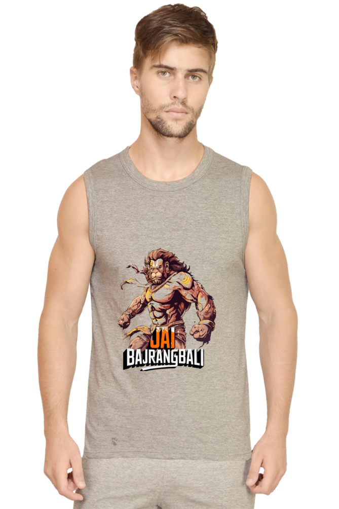 Hanuman Strong Round Neck Sleeveless T-Shirts for Men Vastrdhamm