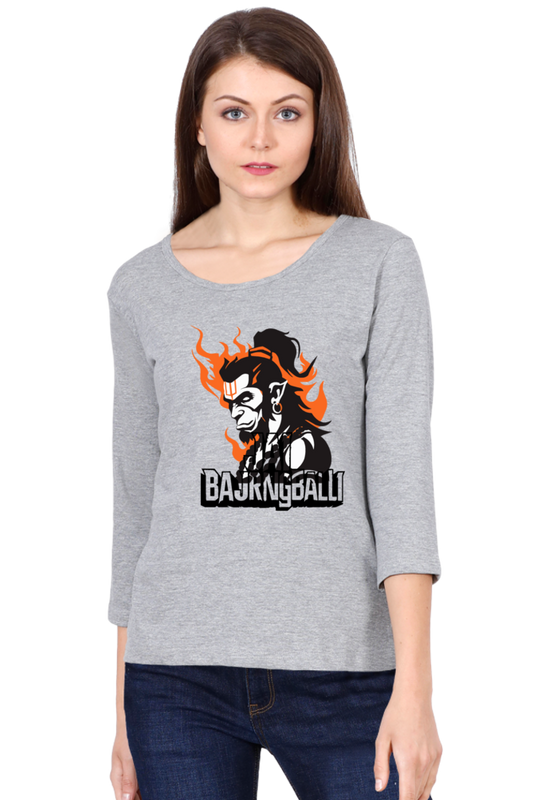 Hanuman Flying HighRound Neck Full Sleeve T-Shirts for Women Vastrdhamm