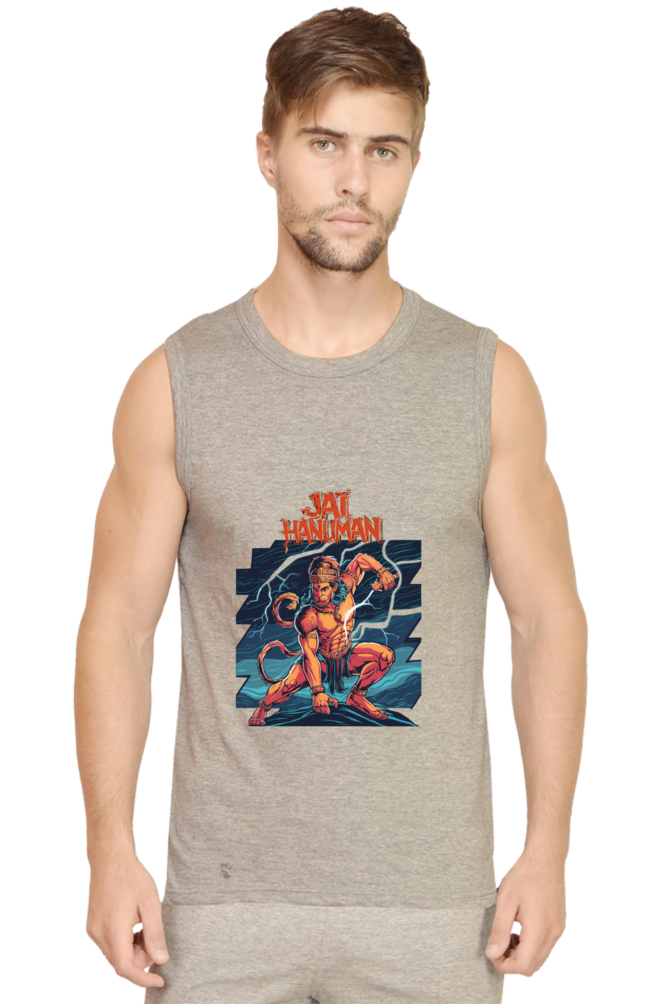 Hanuman Valor Unleashed Round Neck Sleeveless T-Shirts for Men Vastrdhamm