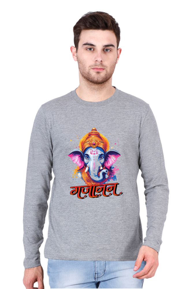 Ganesha Blessings Round Neck Full Sleeve T-Shirts for Men Vastrdhamm