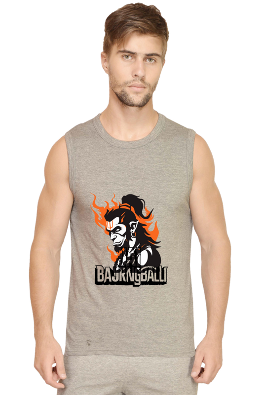 Hanuman Flying High Round Neck Sleeveless T-Shirts for Men Vastrdhamm