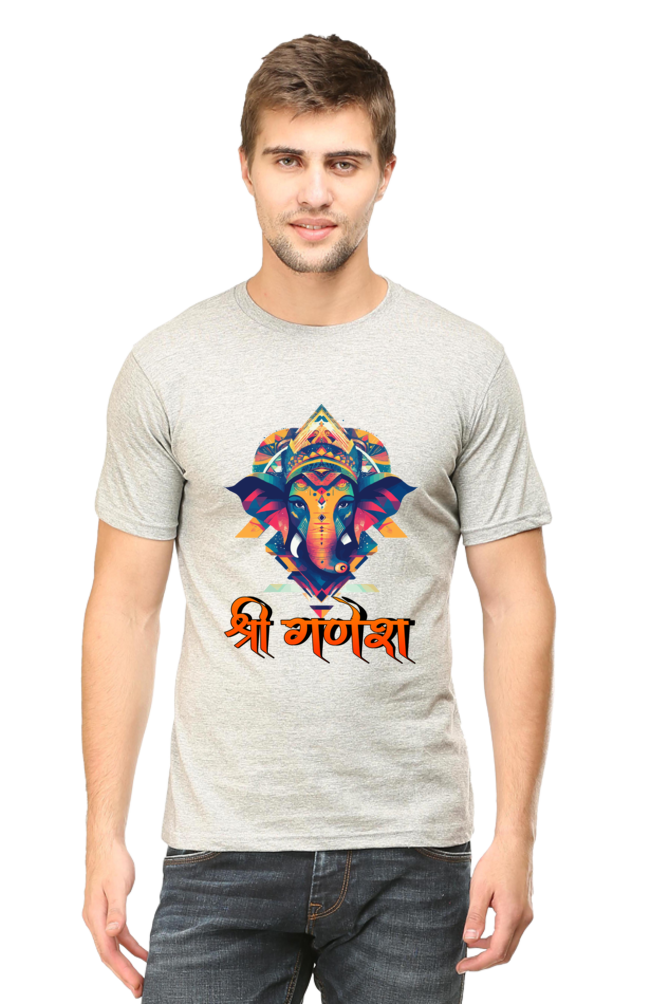 Jai Ganesha Protector Round Neck Half Sleeve Classic T-Shirts for Men Vastrdhamm