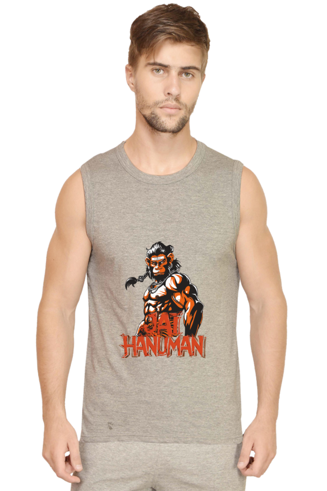 Hanuman Warrior Spirit Round Neck Sleeveless T-Shirts for Men Vastrdhamm