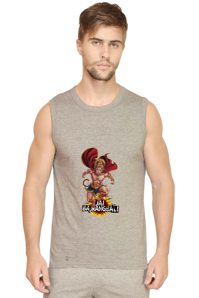 Hanuman Devotional Hero Round Neck Sleeveless T-Shirts for Men Vastrdhamm