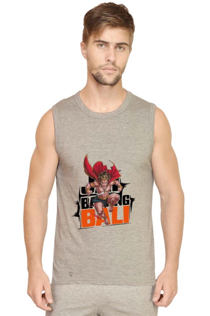 Hanuman Bhakti Strength Round Neck Sleeveless T-Shirts for Men Vastrdhamm