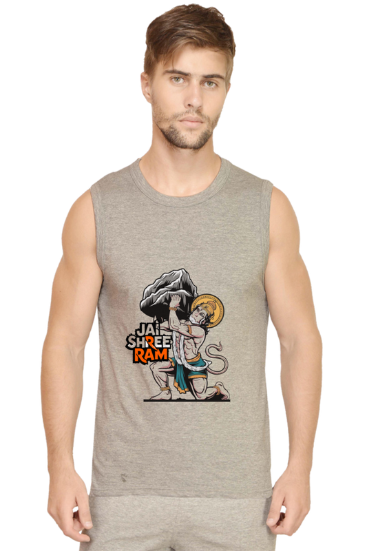 Hanuman Devotee Power Round Neck Sleeveless T-Shirts for Men Vastrdhamm