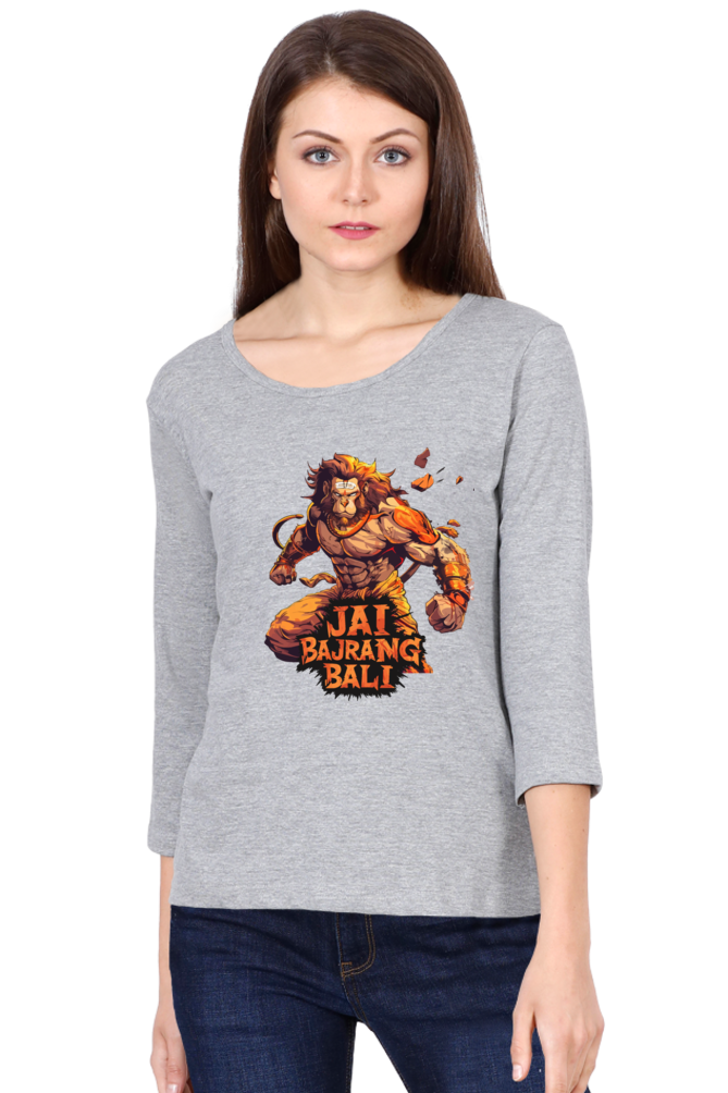 Hanuman DevoteeRound Neck Full Sleeve T-Shirts for Women Vastrdhamm