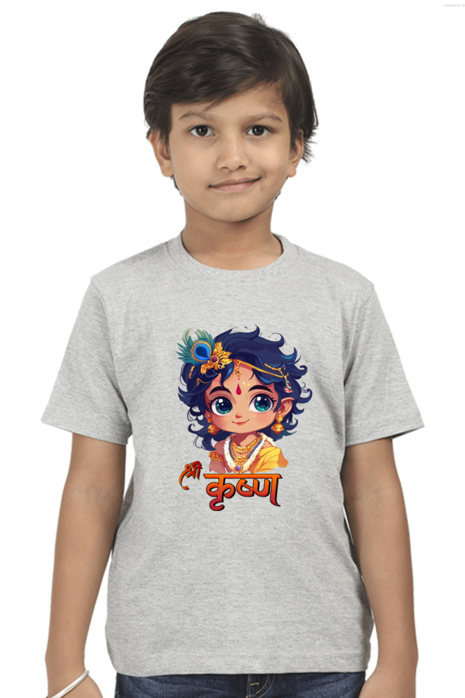 Shree Krishan Flute Melody Round Neck Half Sleeve Classic T-Shirts for Boy Vastrdhamm