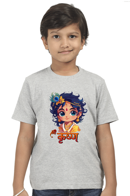 Shree Krishan Flute Melody Round Neck Half Sleeve Classic T-Shirts for Boy Vastrdhamm