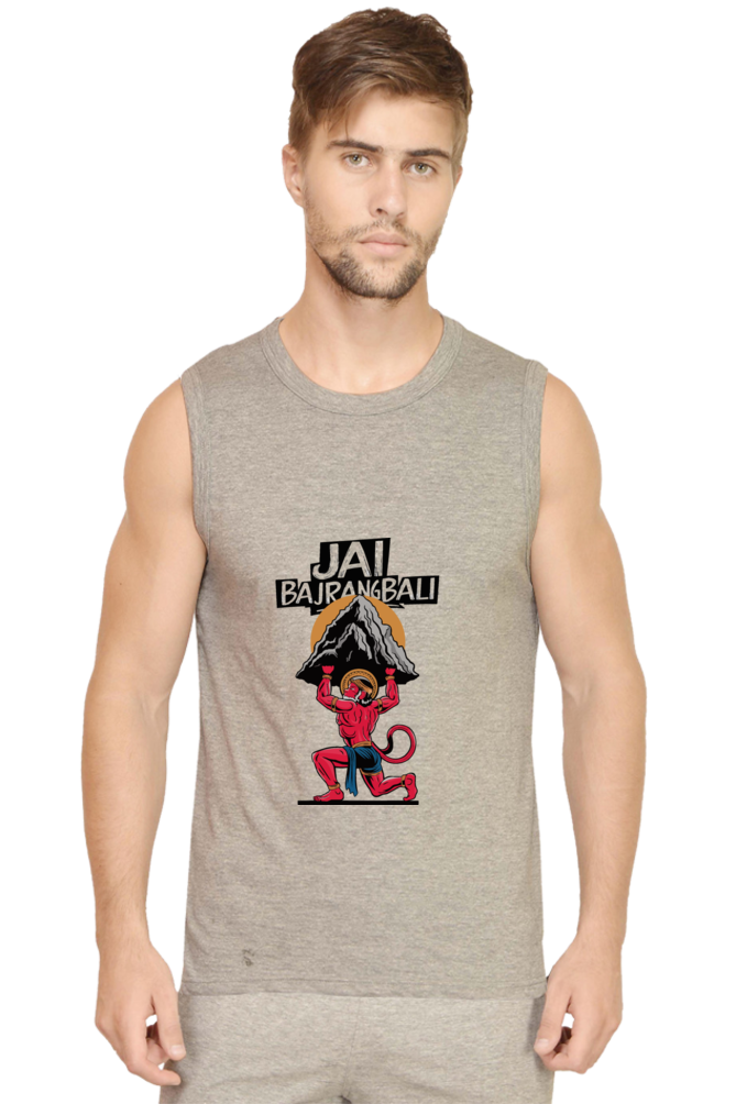 Hanuman Devotional Spirit Round Neck Sleeveless T-Shirts for Men Vastrdhamm