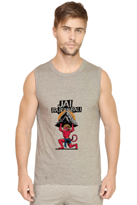 Hanuman Devotional Spirit Round Neck Sleeveless T-Shirts for Men Vastrdhamm