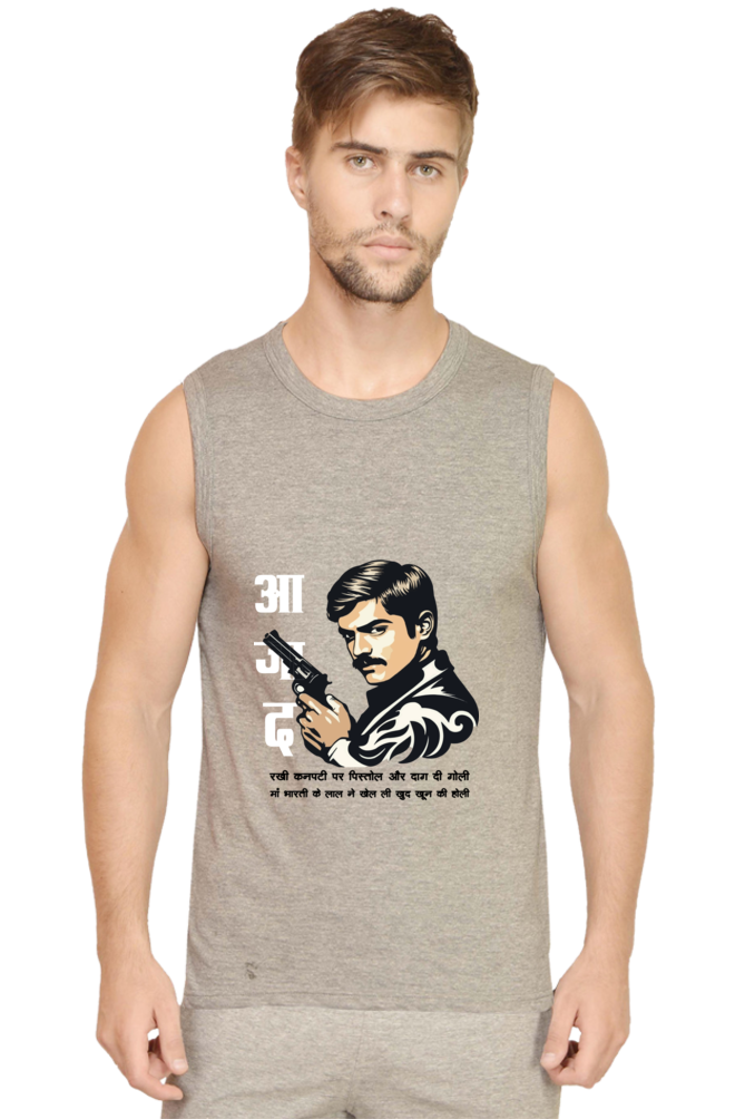 Chandra Shekhar Azad Legacy Round Neck Sleeveless T-Shirts for Men Vastrdhamm