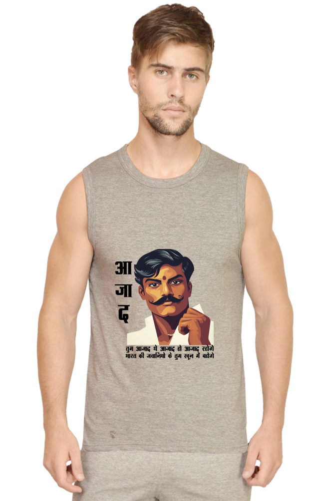 Chandra Shekhar Azad Heroism Round Neck Sleeveless T-Shirts for Men Vastrdhamm