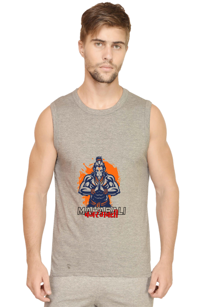 Hanuman Divine Energy Round Neck Sleeveless T-Shirts for Men Vastrdhamm