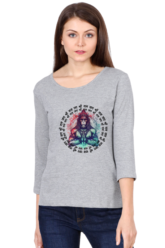 Hanuman Primal ForceRound Neck Full Sleeve T-Shirts for Women Vastrdhamm