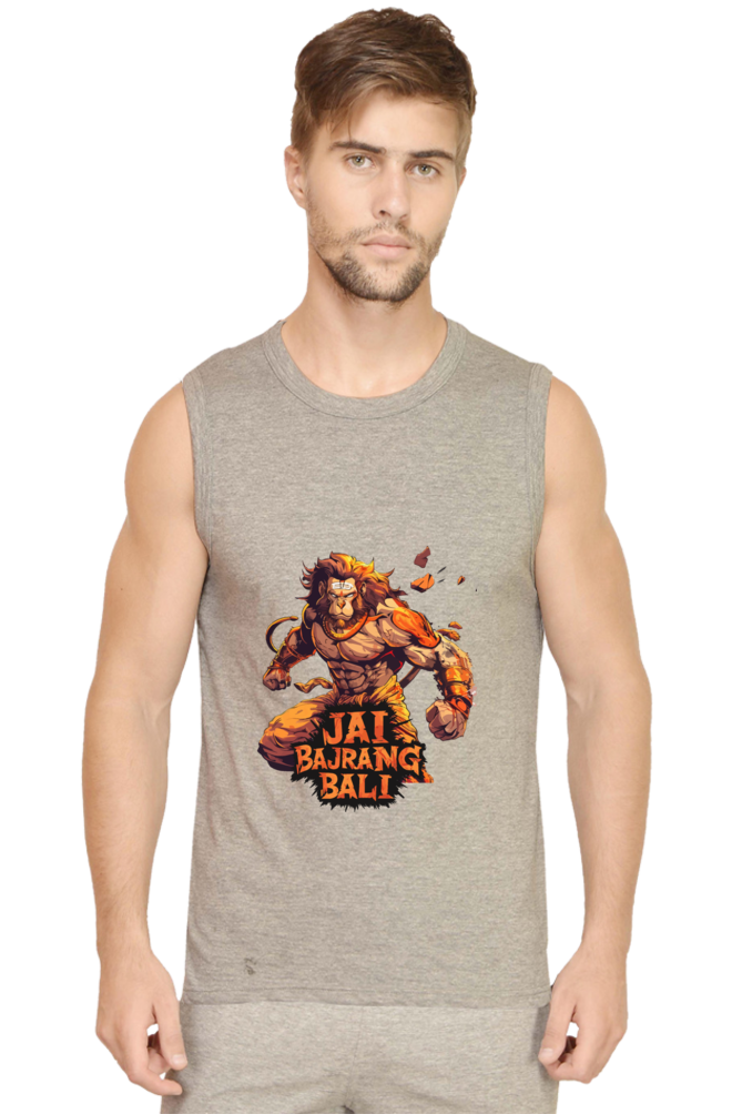 Hanuman Devotee Round Neck Sleeveless T-Shirts for Men Vastrdhamm