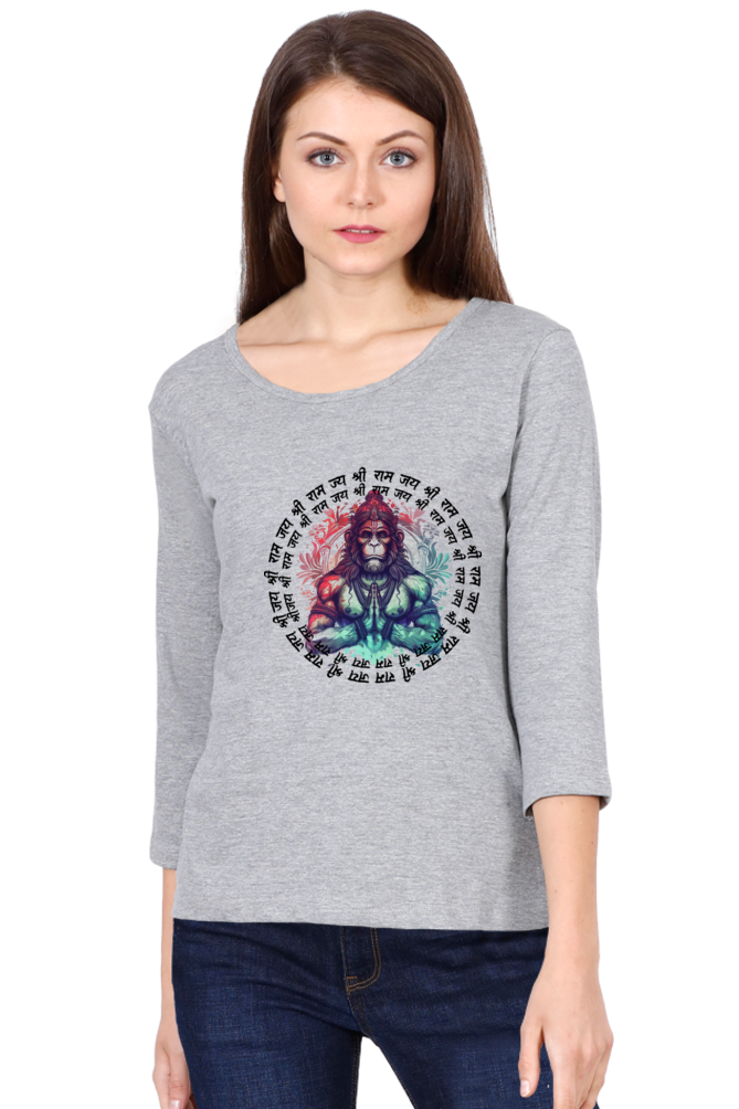 Hanuman Primal ForceRound Neck Full Sleeve T-Shirts for Women Vastrdhamm