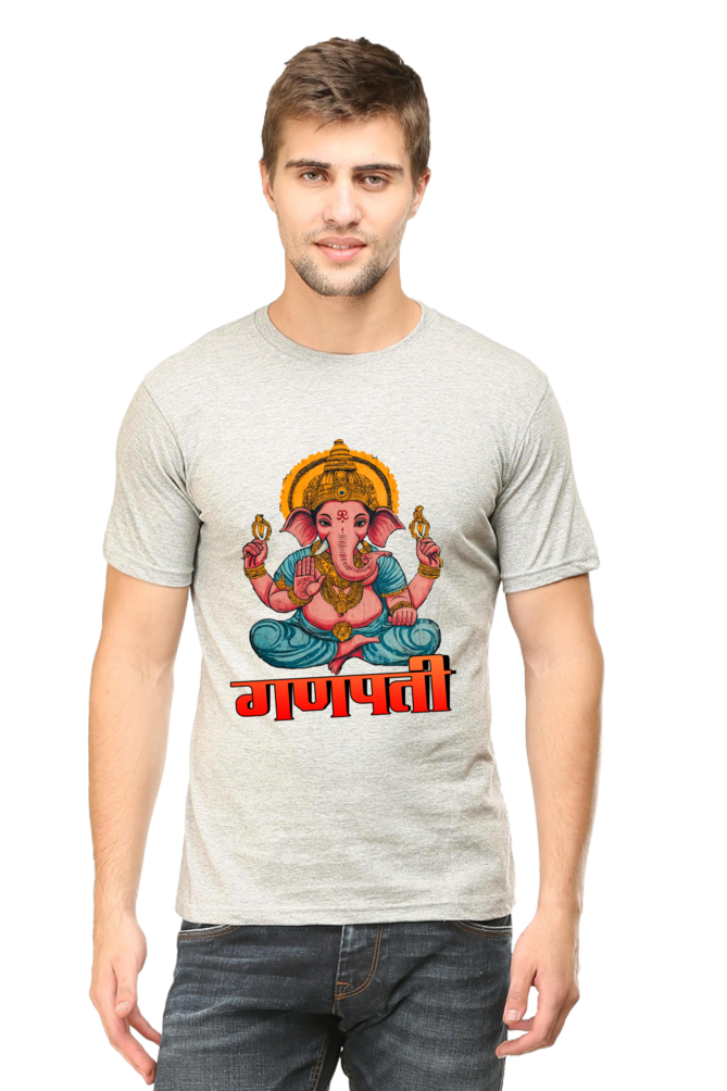 Jai Ganesha Victory Round Neck Half Sleeve Classic T-Shirts for Men Vastrdhamm