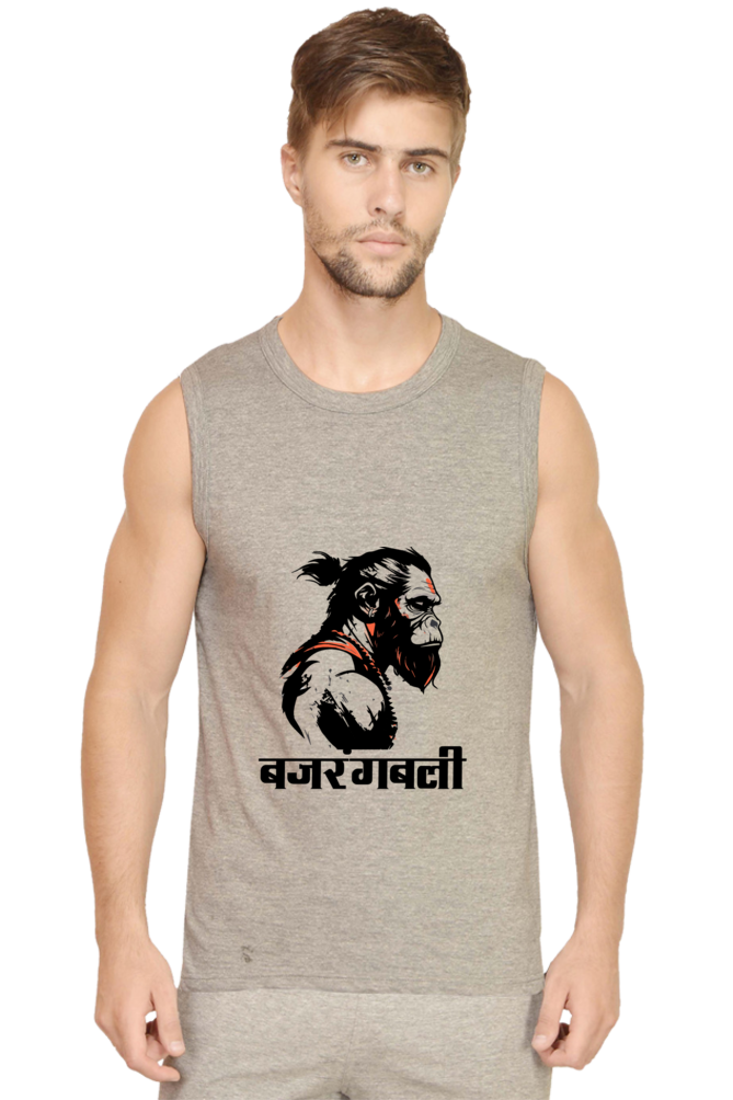 Hanuman Bhakti Round Neck Sleeveless T-Shirts for Men Vastrdhamm