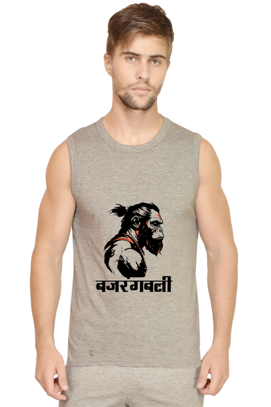 Hanuman Bhakti Round Neck Sleeveless T-Shirts for Men Vastrdhamm