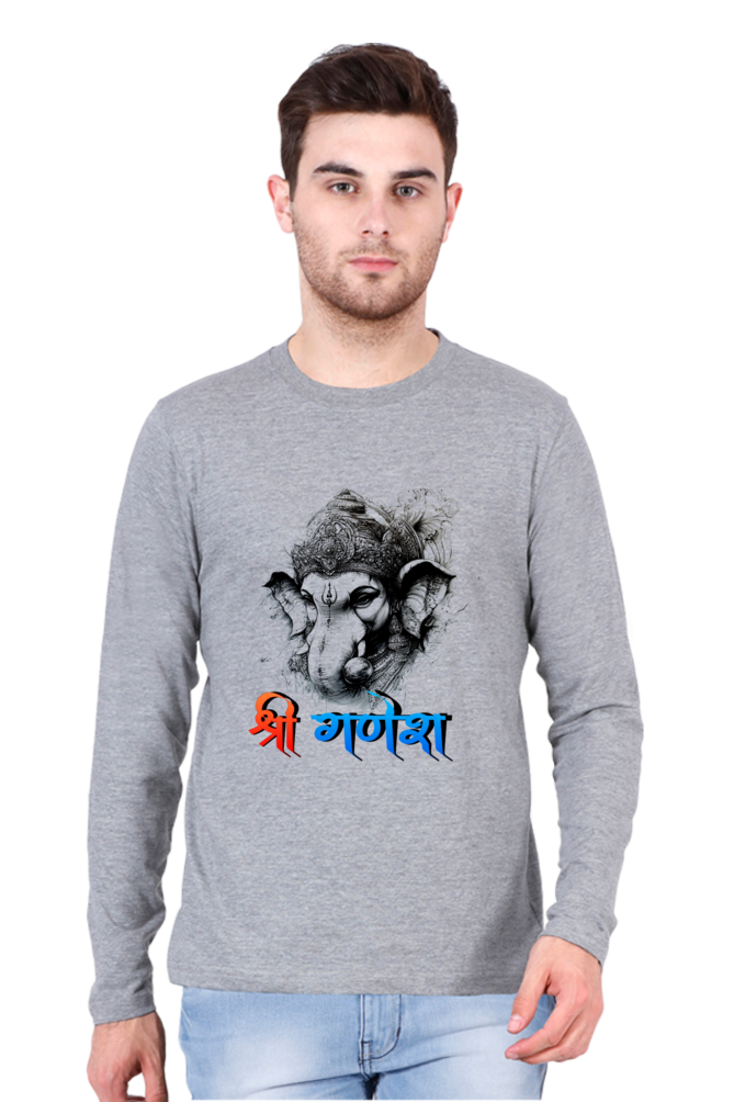 Ganesha Wisdom Round Neck Full Sleeve T-Shirts for Men Vastrdhamm