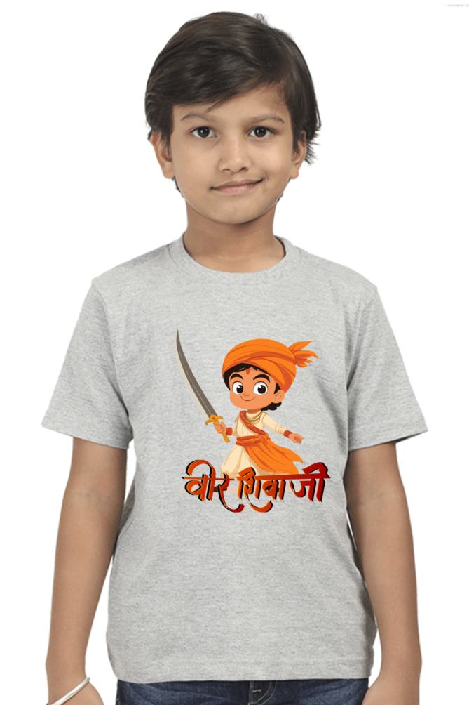 Shivaji Maharaj Valor Round Neck Half Sleeve Classic T-Shirts for Boy Vastrdhamm