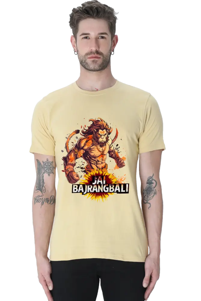 Jai Bajrang Bali Unleashing Divine Power T-Shirt | Regular Fit Vastrdhamm