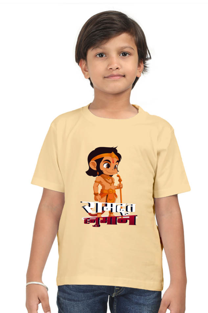 Hanuman Devotion Round Neck Half Sleeve Classic T-Shirts for Boy Vastrdhamm