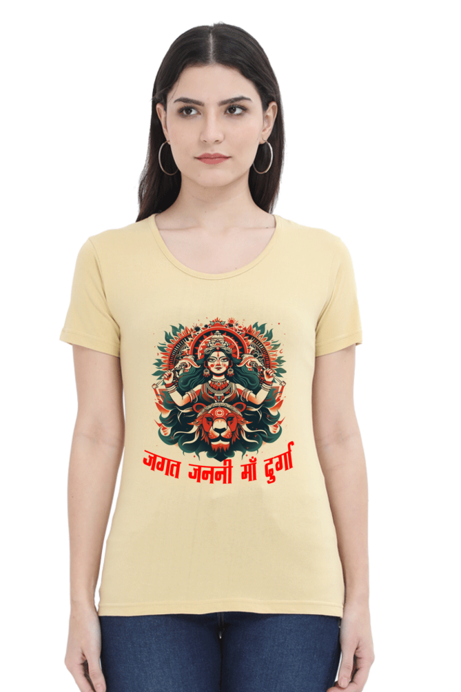 Durga Blessings Round Neck Half Sleeve Classic T-Shirts for Women Vastrdhamm